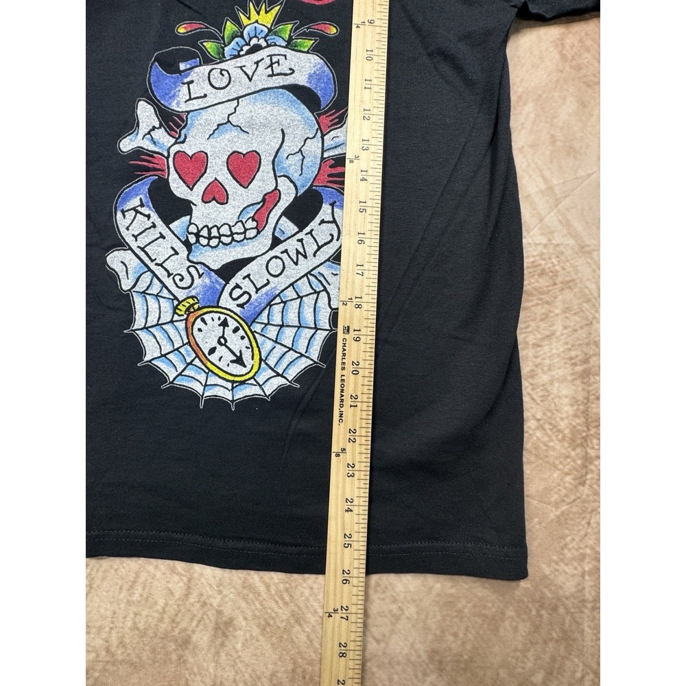 Ed Hardy T-Shirt Size Love Kills Slowly Skull Soft Black Cotton Unisex Small - Picture 3 of 8